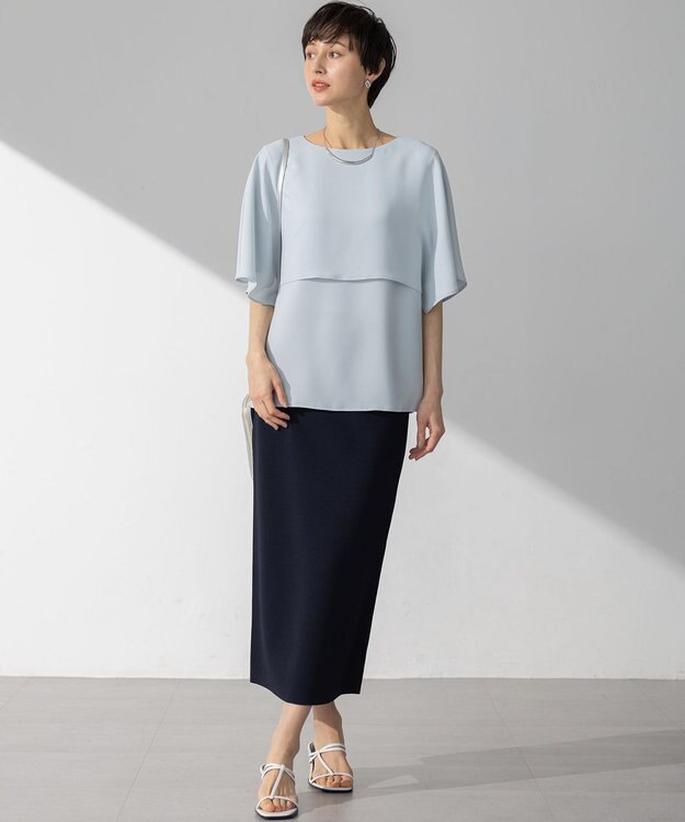 23区 S 【WEB&一部店舗限定/洗える】レーヨンポリエステルストレッチ タイト スカート ネイビー系