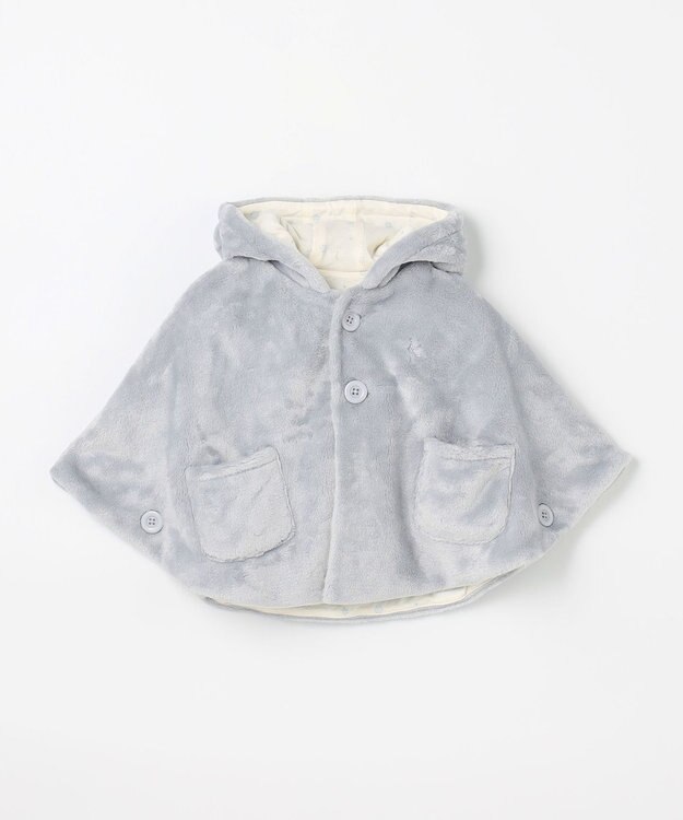 組曲 KIDS 【90㎝】あったかリバーシブルマント グレー