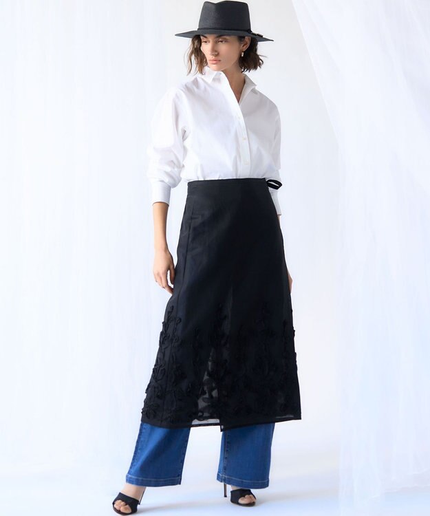 23区 L 【見上愛さん着用/Oggi掲載/接触冷感】23区DENIM サマー ストレート ワイド パンツ ウォッシュドブルー系