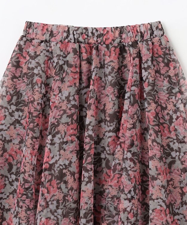 ANY KIDS 花柄 チュール フレア スカート ピンク系