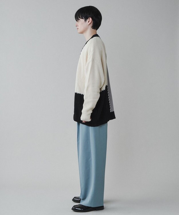 WEGO トロミ　ベルト付きワイドスラックス ブルー