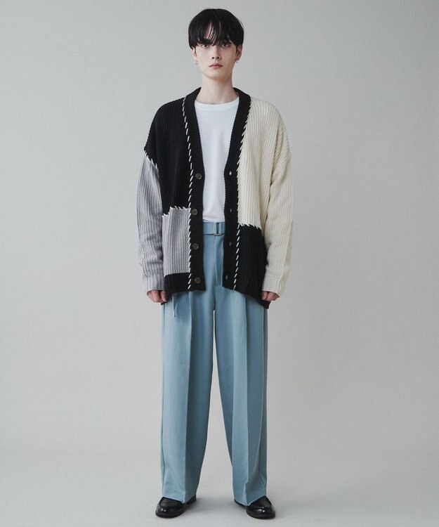 WEGO トロミ　ベルト付きワイドスラックス ブルー