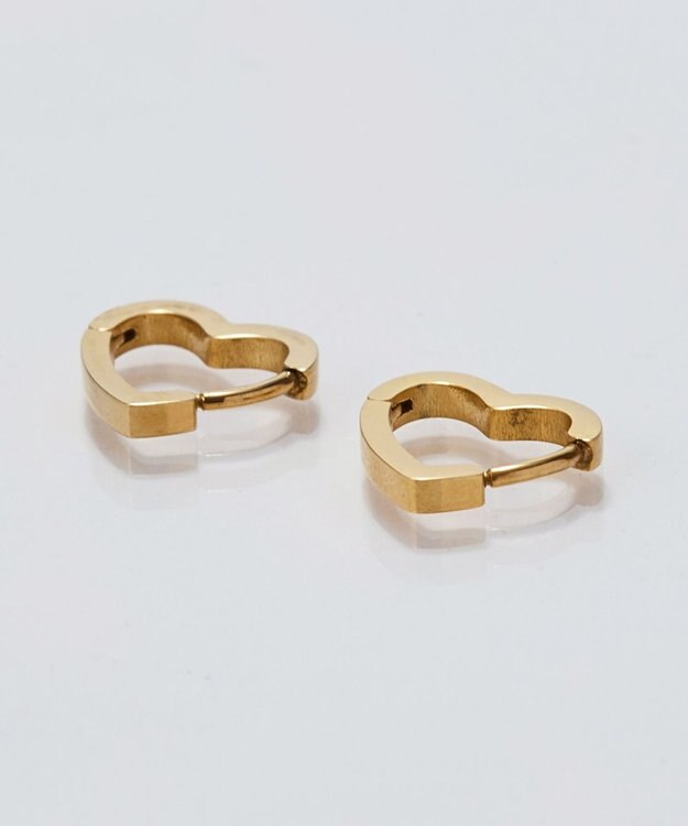 Phoebe 【金属アレルギー対応】ハートフープワンタッチピアス　ゴールド/サージカルステンレス ゴールド