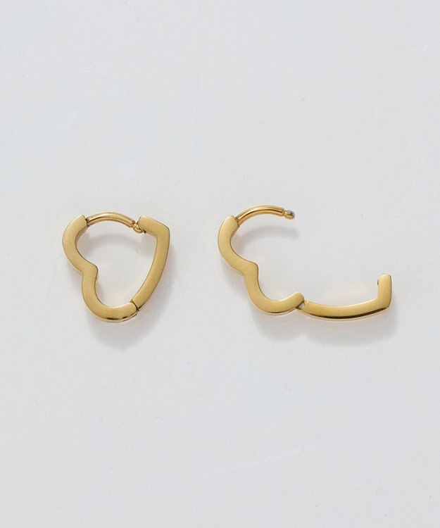 Phoebe 【金属アレルギー対応】ハートフープワンタッチピアス　ゴールド/サージカルステンレス ゴールド