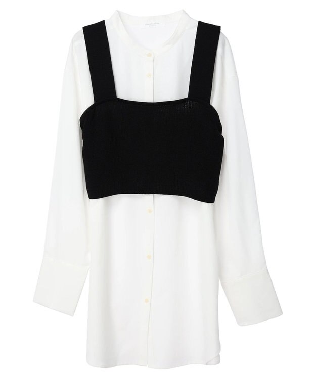 Green Parks ＳＥＴ２点ニットビスチェ＋とろみチュニック Black