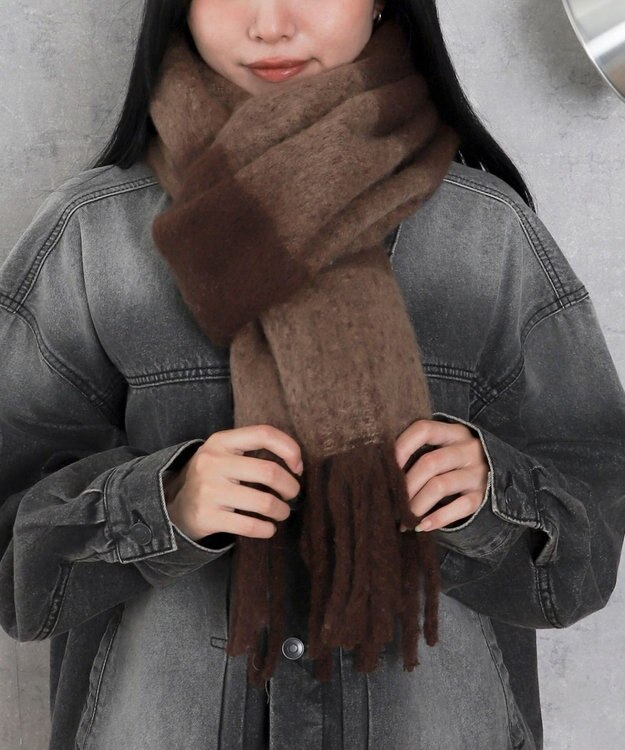 WEGO 【マフラー/ユニセックス着用】ワイドフリンジストール 柄14