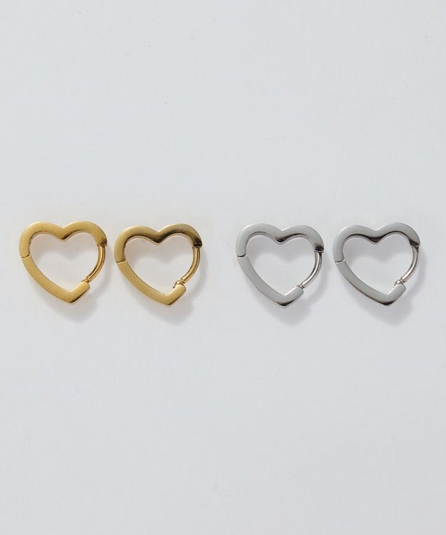 Phoebe 【金属アレルギー対応】ハートフープワンタッチピアス　ゴールド/サージカルステンレス ゴールド