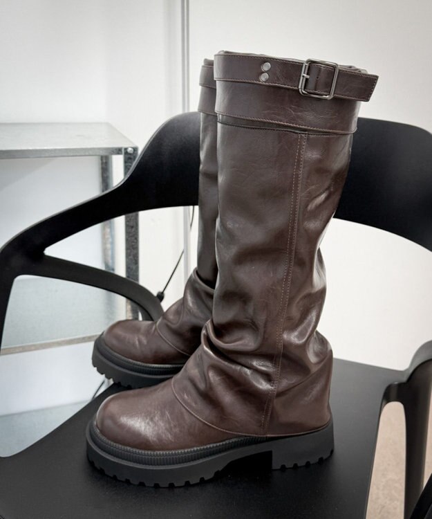 WEGO ベルトカバーロングブーツ ブラウン