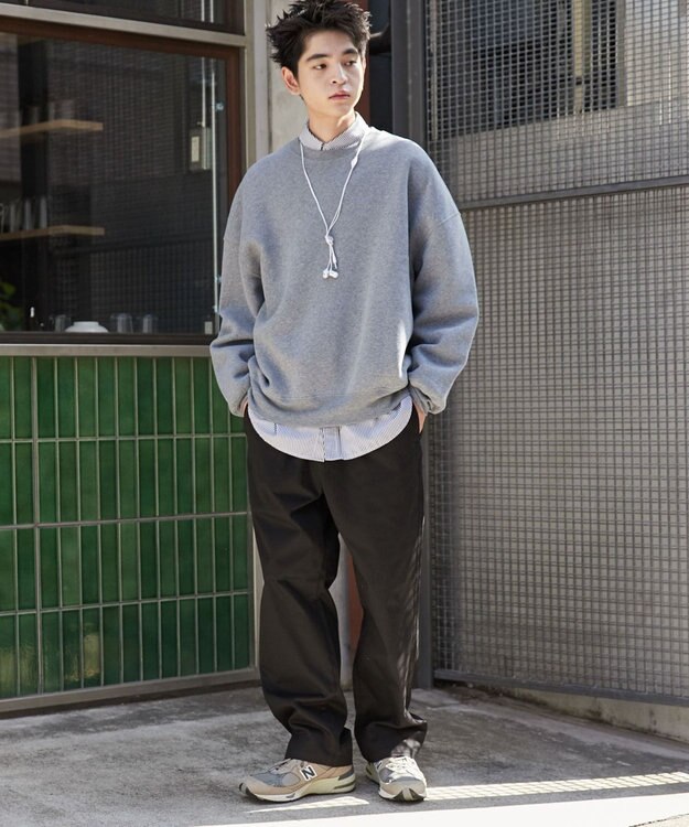 WEGO 【ウエストゴム/SMLサイズ展開/ユニセックス着用ITEM】チノイージーストレートパンツ ブラック