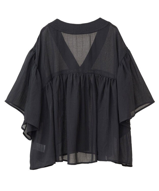 earth music&ecology Ｖネックギャザーブラウス Black