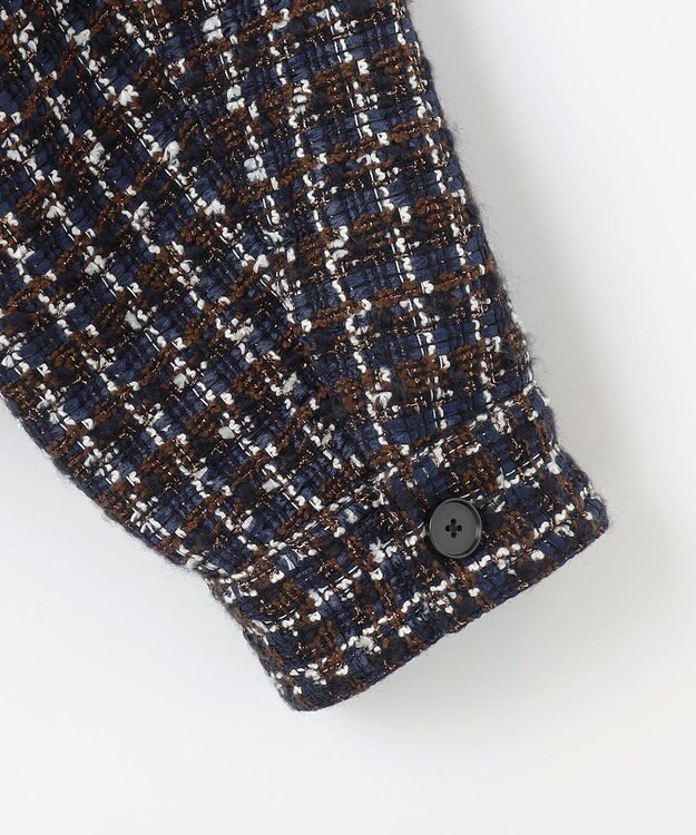 #Newans ツイードブルゾン ネイビー×ブラウン