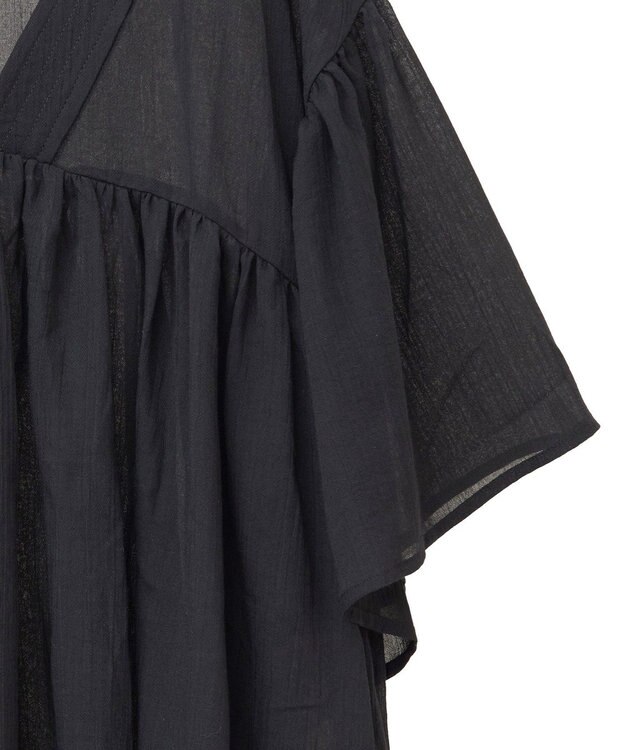 earth music&ecology Ｖネックギャザーブラウス Black