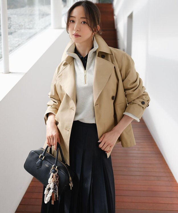 23区 L 【Oggi掲載】シャイニーコットンテリー ハーフジップ スウェット アイボリー系