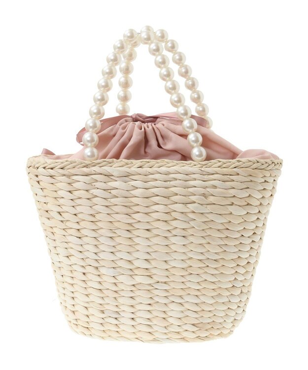 Maison de FLEUR パールハンドルメイズリボンカゴバッグ Pink