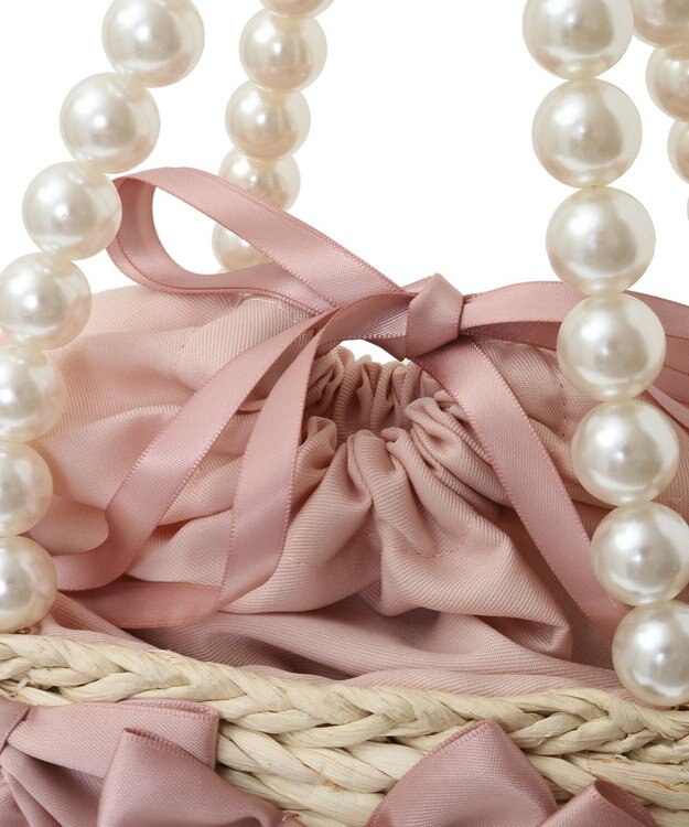 Maison de FLEUR パールハンドルメイズリボンカゴバッグ Pink
