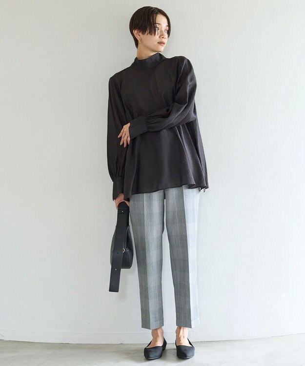 UNFILO イージーケア ボウタイ ブラウス ブラック