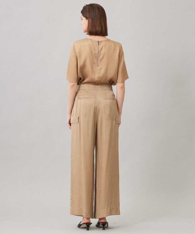 ICB 【洗える】 キュプラピグメントクロス ブラウス チノベージュ系