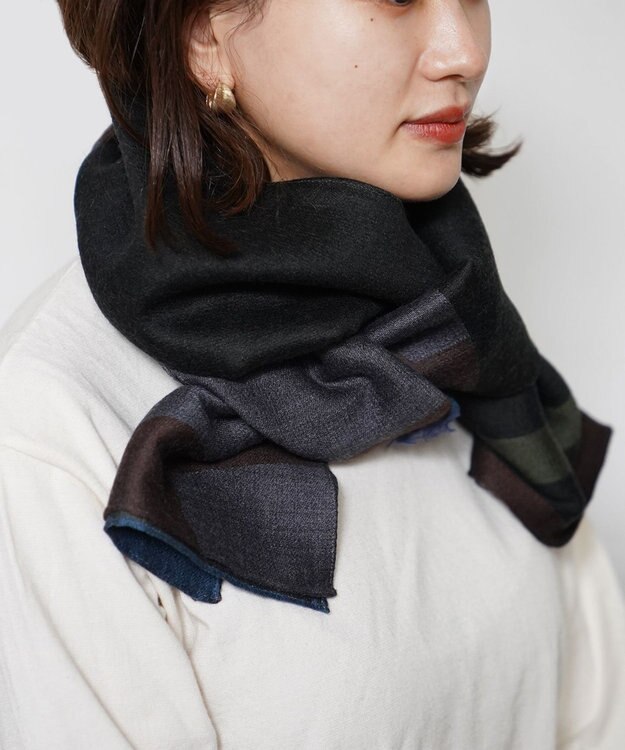 POLS ウールレイヤーストール ブラック