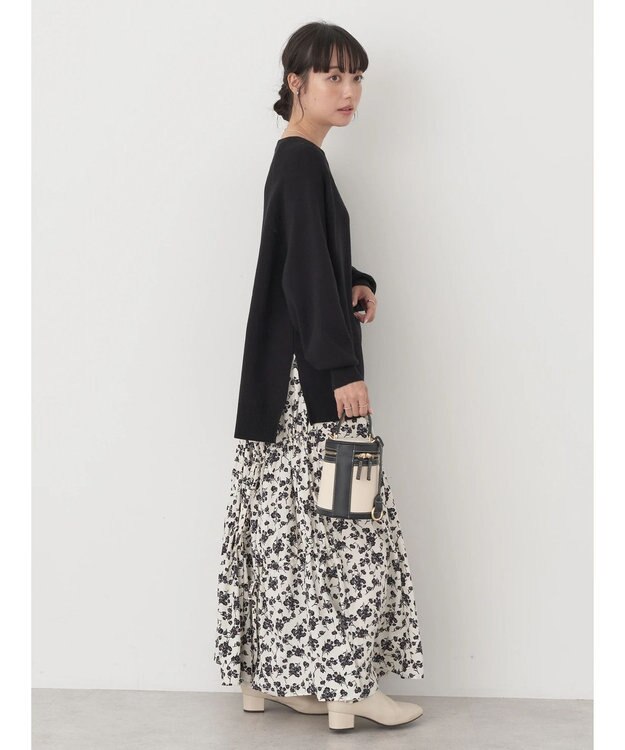 earth music&ecology サイドスリットルーズチュニック Black