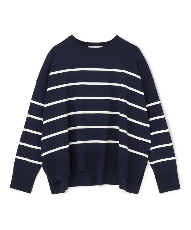 UNFILO L マイビューティニット クルーネック ネイビーボーダー