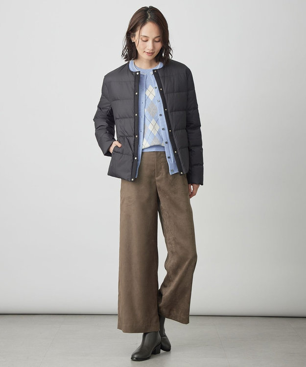 J.PRESS LADIES 【洗える】ライトダウン ノーカラー ジャケット ブラック系