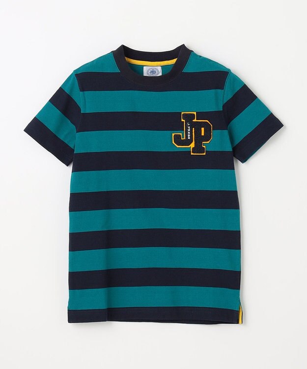 J.PRESS KIDS 【140-170cm】ボーダーJPサガラ刺繍 Ｔシャツ グリーン系1