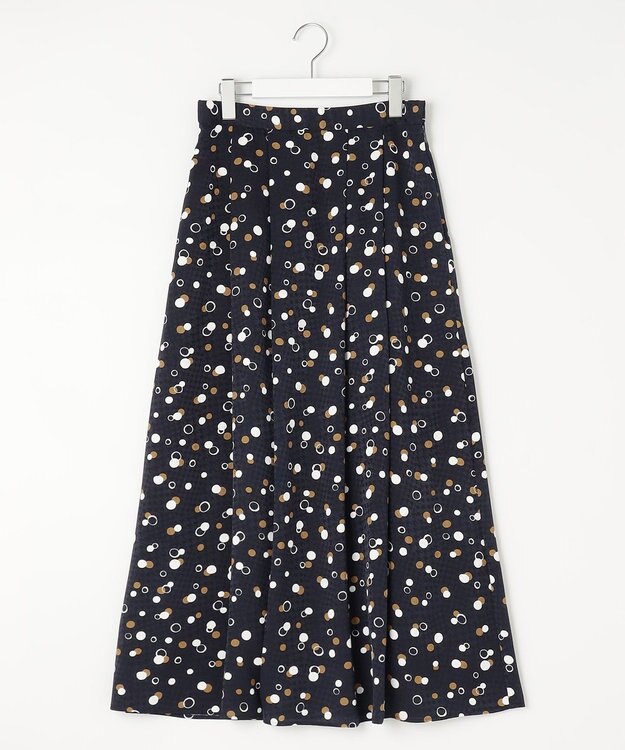 自由区 【セットアップ対応・洗える】ドットプリント スカート ネイビーベース
