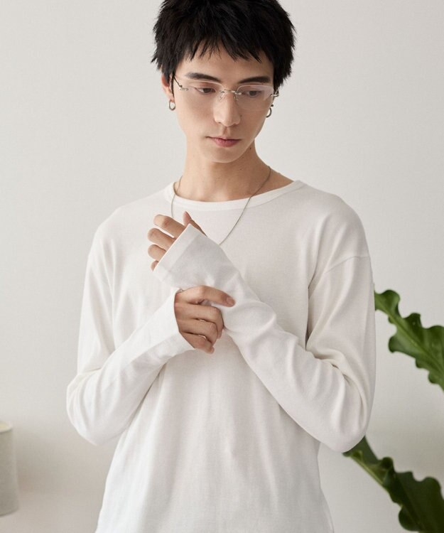 WEGO タイトフィットリブT（長袖） ホワイト