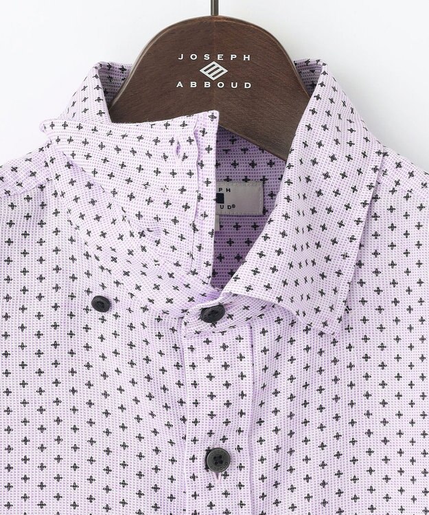 JOSEPH ABBOUD 【ビジネスシーンに最適・サステイナブル】ソアロンンシャンブレープリント 半袖 シャツ ライラック系5