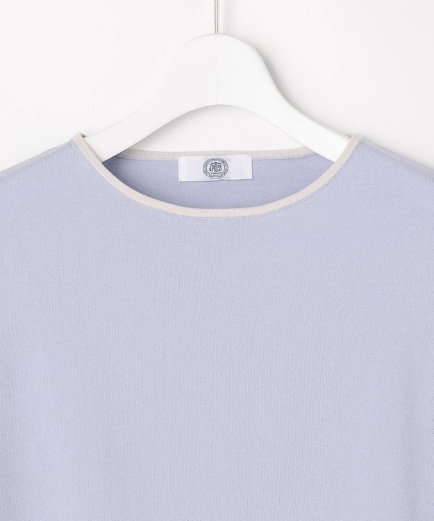 J.PRESS LADIES COOL MINT COTTON POLYESTER フレアスリーブ ニット プルオーバー サックス系