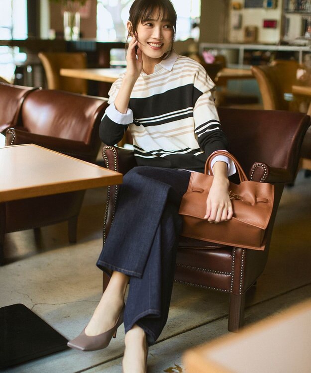 23区 S 【FUDGE掲載/滝沢眞規子さん着用/RED CARD TOKYO×23区】 センタープレス デニム ワイド パンツ ネイビー系