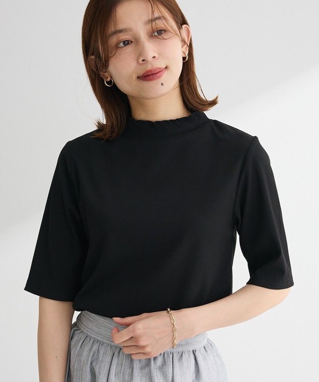 Green Parks ・Ｐｅｔｉｔ　Ｆｌｅｕｒ　５分袖メロウリブＴＥＥ Black