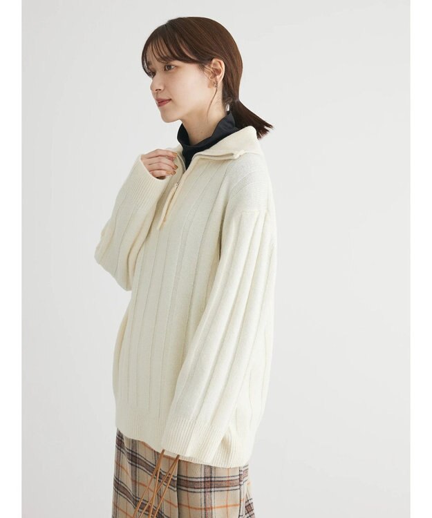 Green Parks ・Ｐｅｔｉｔ　Ｆｌｅｕｒ　ハーフＺＩＰニット Off White