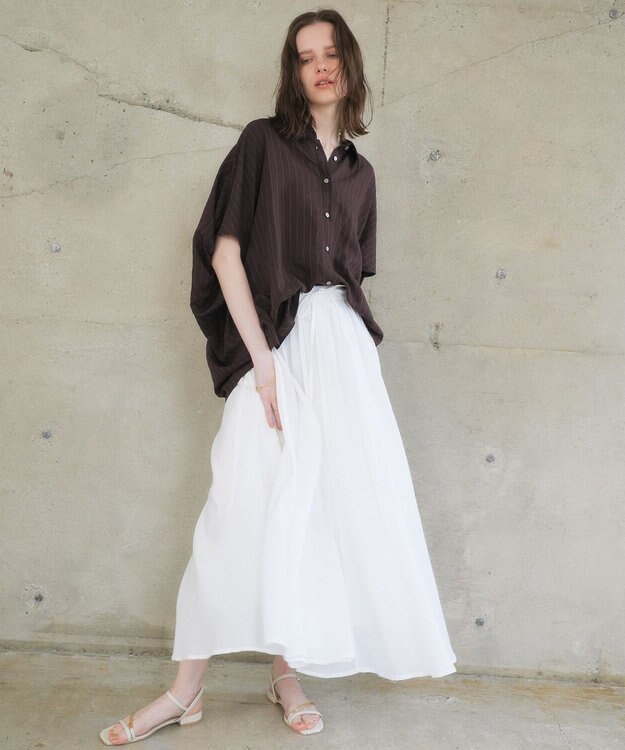 YECCA VECCA ストライプ柄シャツ Brown
