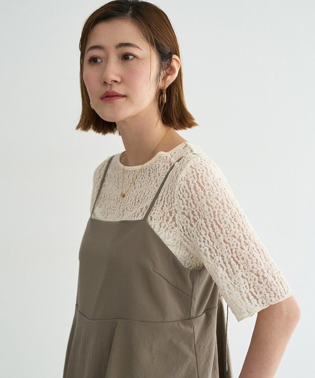 YECCA VECCA ドライタッチペプラムサロペット Dark Beige