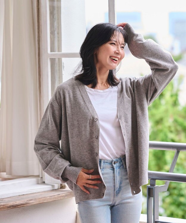 WEGO 【WEB限定/2025年秋冬新作//洗濯可/MLサイズ展開/ユニセックス着用ITEM】ドロップショルダーカーディガン グレー