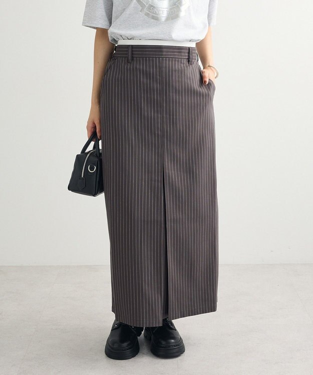 Green Parks ウエストレイヤーボックスプリーツスカート Charcoal Gray