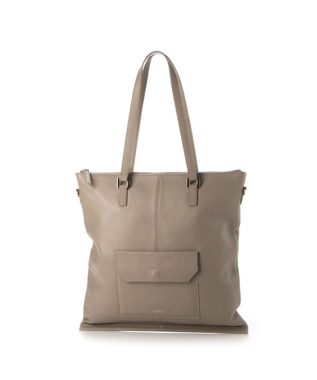 Y'SACCS イタリアンシープ2WAYフラットトート グレージュ