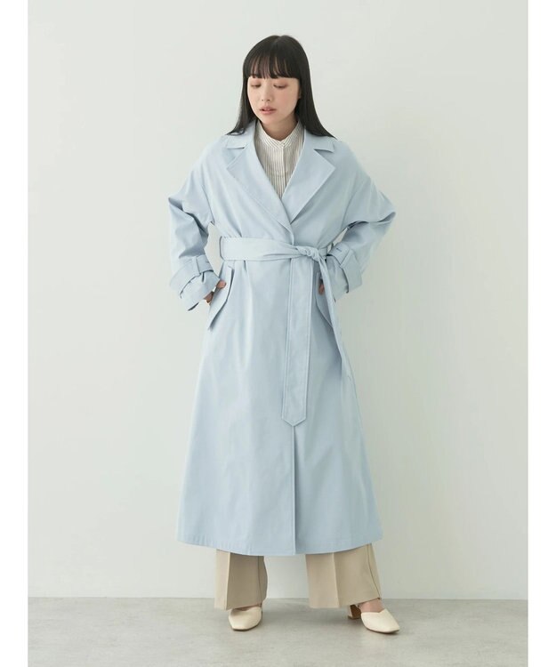 earth music&ecology 着流しロングトレンチ Sax