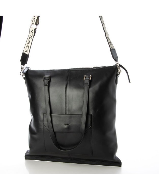 Y'SACCS イタリアンシープ2WAYフラットトート ブラック