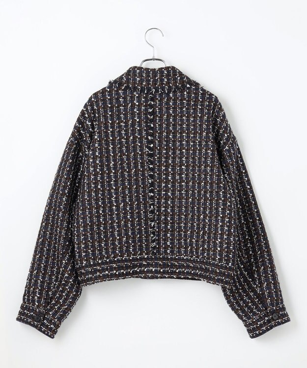 #Newans ツイードブルゾン ネイビー×ブラウン