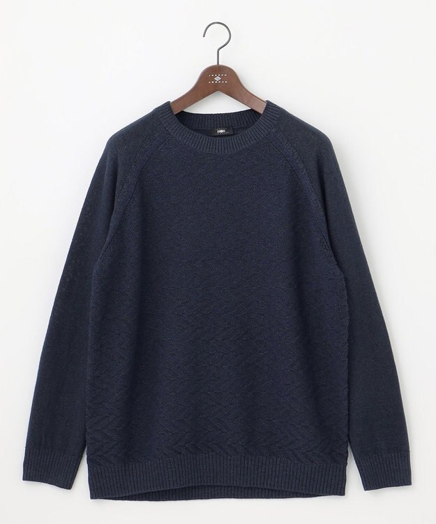 JOSEPH ABBOUD 【キングサイズ・和紙使用エコ素材/日本素材/軽量/通気性/速乾性】和紙ムリネ ニット クルーネック ニット ネイビー系