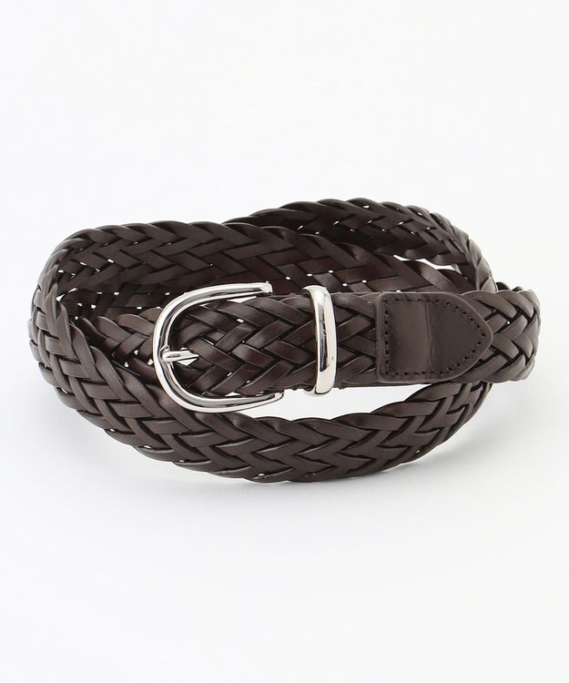 J.PRESS MEN レザーメッシュベルト ダークブラウン系