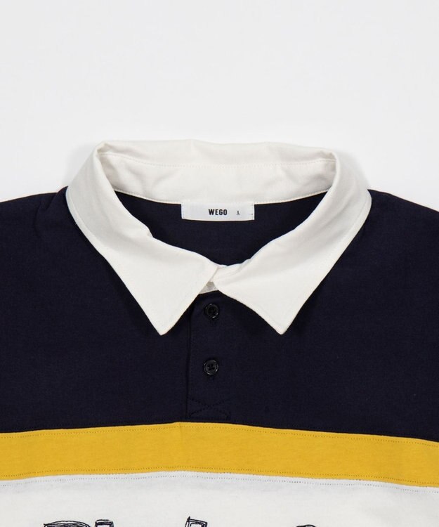 WEGO 【ユニセックス着用ITEM】ステッチロゴラガーシャツ ネイビー