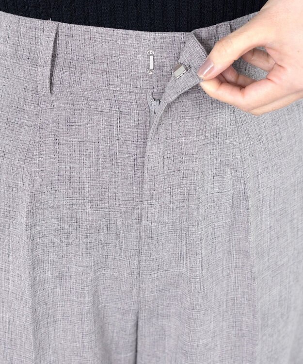 Tiaclasse 【セットアップ可・洗える】麻調薄地ストレートパンツ グレー