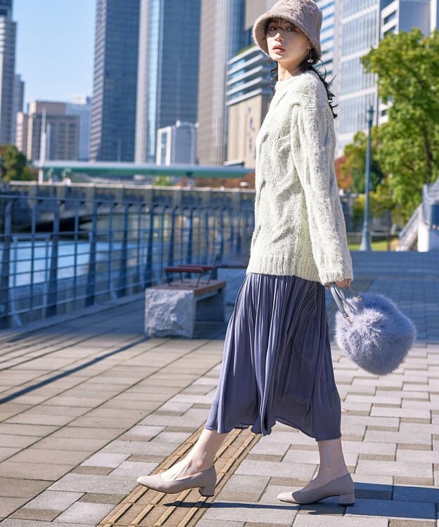 Tiaclasse 【洗える】ケーブルミックス編みニットトップス アイボリー