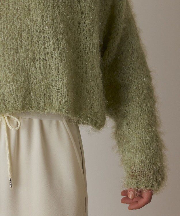 GRACE CONTINENTAL フィルムヤーンニットトップ ライトグリーン