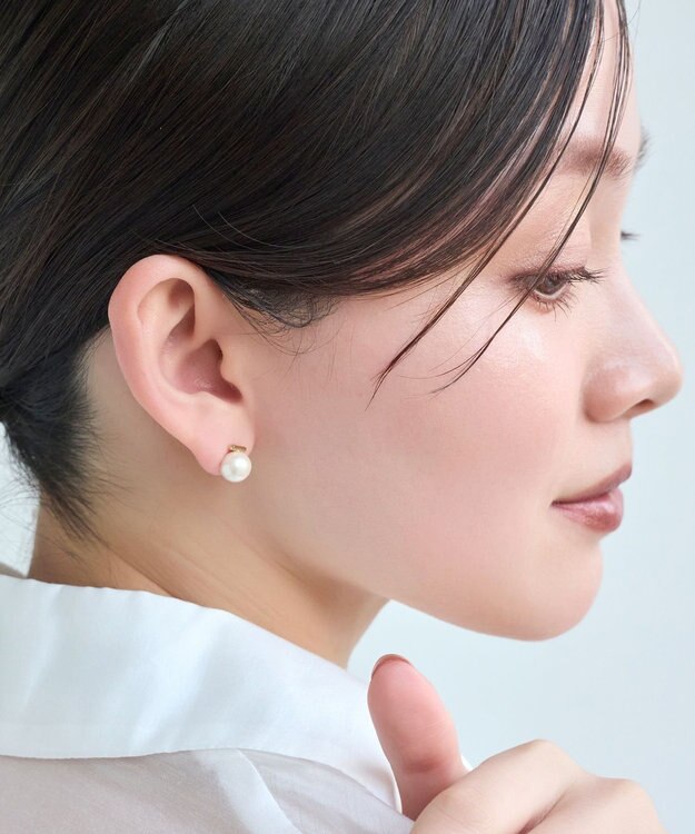 Phoebe 【金属アレルギー対応】パワーストーンバーピアス　パール ホワイト