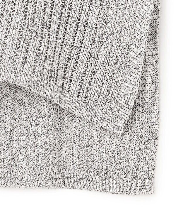 ICB L コットンツイスター ニットベスト オフホワイト×ブラックミックス