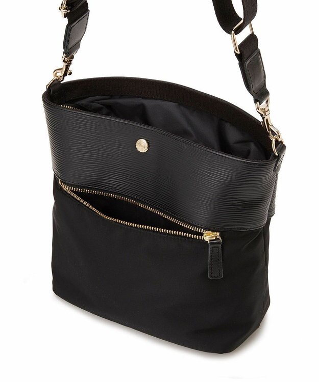 TOPKAPI 【Breath TOPKAPI】RIPPLE リプル ナイロン コンビ ベルト デザイン ショルダー バッグ ブラック